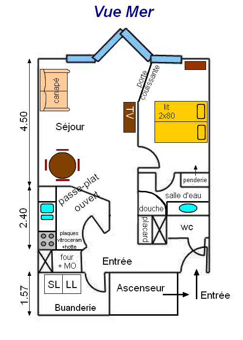 Plan intérieur de l'appartement à DIEPPE en cours